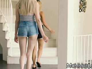 Stepmom shows petite babes proper pussy licking techniques