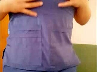 Latina Nurse Touches Big Tits in Hospital