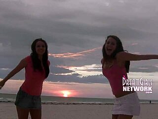 shy girls flash on florida beach