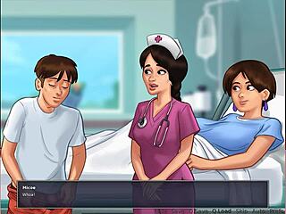 milf in cow cosplay giving handjob