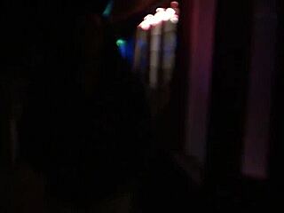 Ebony woman sucking balls in outdoor blowjob.