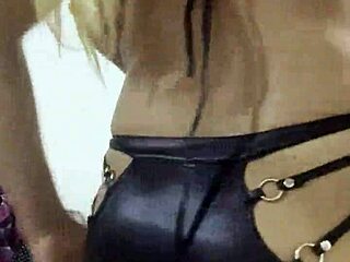 transvestite suggestively masturbates in sexy crossdressing