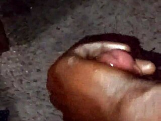 Midnight self-pleasure session with an ebony shaft