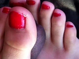 Friend Gives Intense Footjob In Car