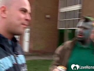 lucky stud gets wild with a hot milf in public