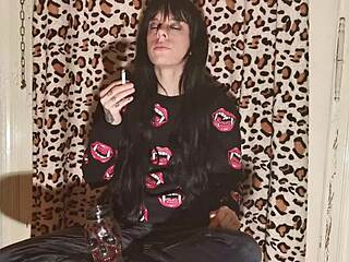 Skinny Young Goth Girl Smokes Cigarette After Long Day Backstage in High Definition Part Two