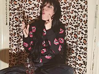 Skinny Young Goth Girl Smokes Cigarette After Long Day Backstage in High Definition Part Two