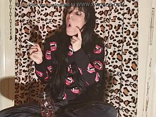 Skinny Young Goth Girl Smokes Cigarette After Long Day Backstage in High Definition Part Two