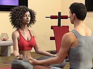 Gorgeous Gina touches pussy through yoga pants suggestively