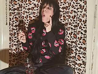 Skinny Young Goth Girl Smokes Cigarette After Long Day Backstage in High Definition Part Two