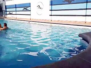 A voluptuous housewife agrees to engage in sexual activity with me at the community pool. This busty woman allows me to penetrate her while we are in the pool