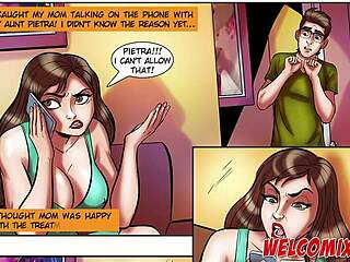 I watch two hot milfs swapping in bed, crazy about sex with nerd stallion