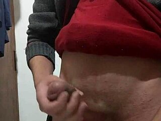skinny guy jerks off fully clothed solo