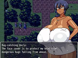 Tanned Natsuki in hentai game ep 6, weird guy demands a striptease