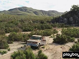 All Natural Portuguese Babe Carmen Nikole Strips and Sunbathes on Plateau with Ripped Clothes