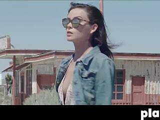 perfect brunette alexandra tyler posed outdoor and exposed her nice boobs