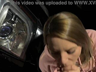 blonde wife sucking big cock in bar parking lot.