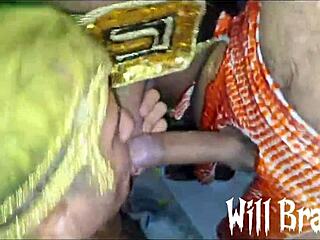 Cariocas carnival gangbang with choking and creampie action