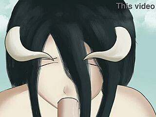 albedo delivers a fierce blowjob to her master in overlord