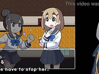 In this anime hentai, crossdressing girl akari plays magic game with small tits and machine