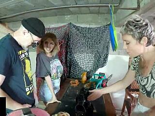 Threesome banging with slutty blonde and wild milf together