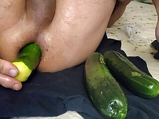 Green Zucchini Stretching My Asshole!