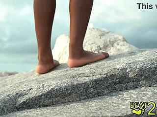 giggles' feet getting wet at the beach