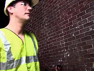 Construction workers team up with two promiscuous women for a wild threesome, climaxing with facial finishes