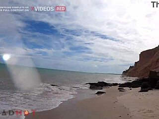 Beautiful babe fucks under the cliff