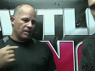 That brunette model just got a facial after the fight with deepthroat action.