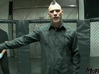 That brunette model just got a facial after the fight with deepthroat action.