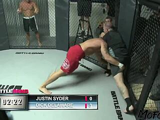 That brunette model just got a facial after the fight with deepthroat action.