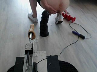 Facefucked and anal pounded by extreme machine—insane huge toys!