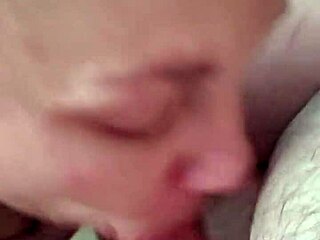 Too MUCH CUM for her to SWALLOW after BLOWJOB, she tries but it's OVERWHELMING!