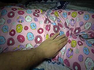 Stepdad fucks bent over long-haired beauty in bedroom with cum inside.