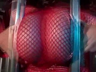 a brunette in a cage deepthroats and sucks a cock in order to be free