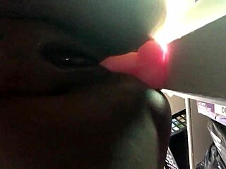 Fat ebony pussy drips wet while she works a dildo solo in close-up POV