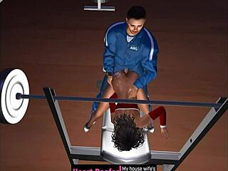 Girl gets groped at the inclined bench in cartoon