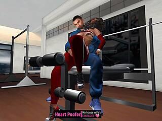 A woman in animation seductively gropes another woman on the incline bench.