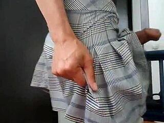 She enjoys shemale sex in short skirts