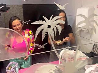 bar with panties hanging from ceiling