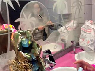 bar with panties hanging from ceiling