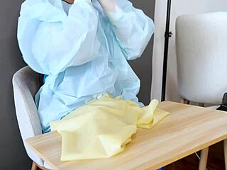 Patient Excited by Nurse's Rubber Latex Gloves Fetish in Hospital!