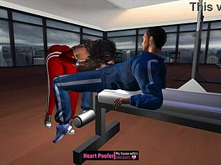 Girl gets groped at the inclined bench in cartoon