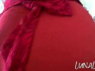 she's showing off her blue toy, feeling so horny