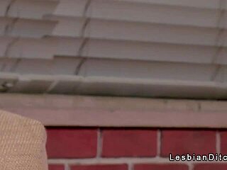 Mature and milf lesbians kiss with toys and fingering