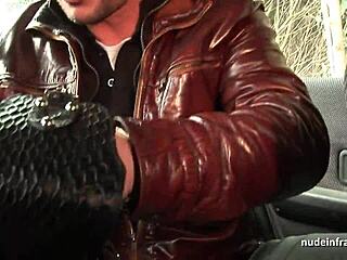 Chubby Brunette Ass Fucked In Threeway With Papy Voyeur On A Car?