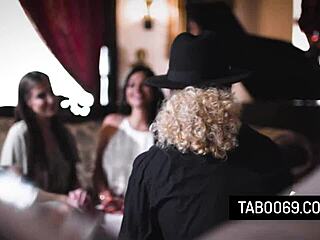 Perv priest shares his cock with nympho lesbians Spencer Bradley and Mona Azar in threesome