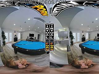 Virtual reality porn with a hot Latina babe playing pool.