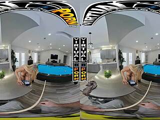 Virtual reality porn with a hot Latina babe playing pool.